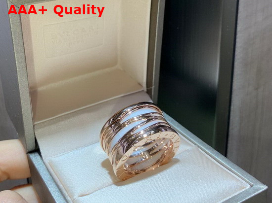 Bvlgari B Zero1 Ring in 18kt Rost Gold and White Ceramic Replica