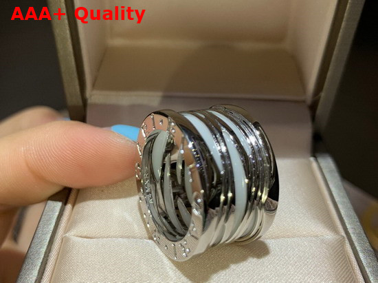 Bvlgari B Zero1 Ring in 18kt White Gold and White Ceramic Replica