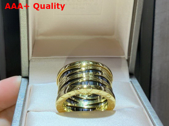 Bvlgari B Zero1 Ring in 18kt Yellow Gold and Black Ceramic Replica