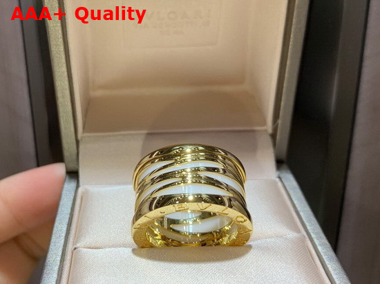 Bvlgari B Zero1 Ring in 18kt Yellow Gold and White Ceramic Replica
