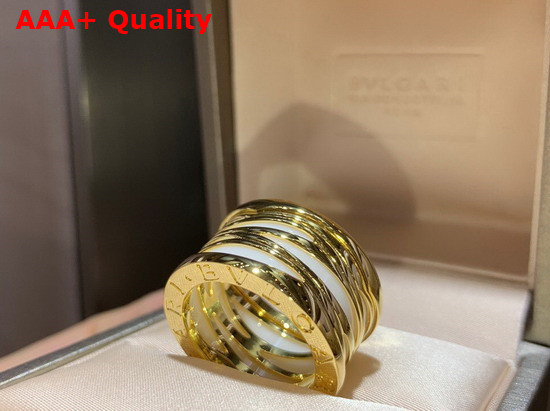 Bvlgari B Zero1 Ring in 18kt Yellow Gold and White Ceramic Replica