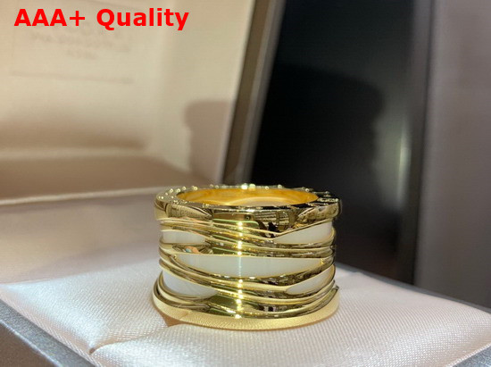 Bvlgari B Zero1 Ring in 18kt Yellow Gold and White Ceramic Replica