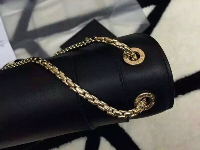 Bvlgari Flap Cover Bag Black Real Leather for Sale
