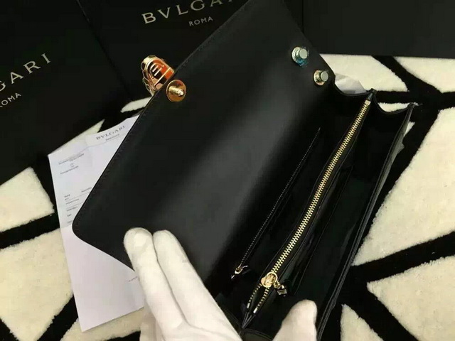 Bvlgari Flap Cover Bag Black Real Leather for Sale