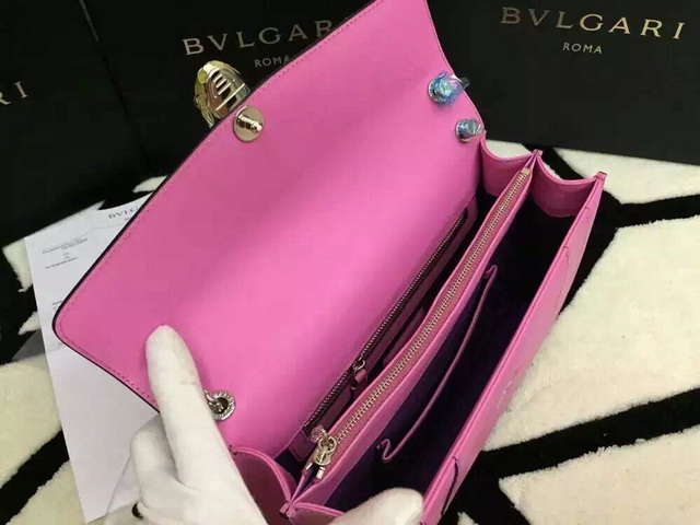 Bvlgari Flap Cover Bag Pink Calf Leather Serpenti Head Closure for Sale