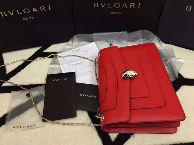 Bvlgari Flap Cover Bag Red Calf Leather for Sale