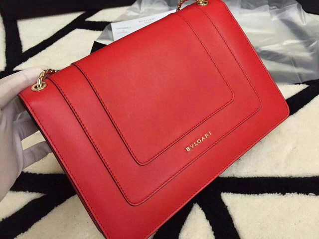 Bvlgari Flap Cover Bag Red Calf Leather for Sale