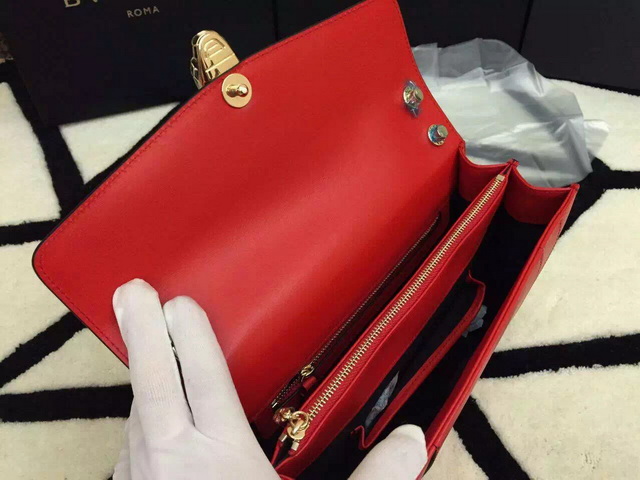 Bvlgari Flap Cover Bag Red Calf Leather for Sale