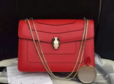 Bvlgari Flap Cover Bag Red Calf Leather for Sale
