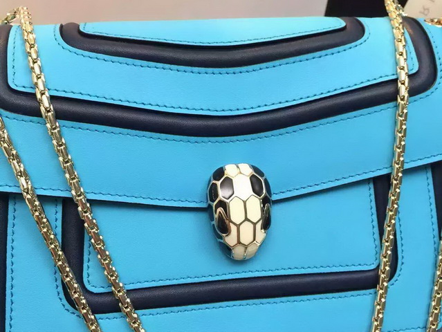 Bvlgari Flap Cover Bag Serpenti Forever in Baby Blue Calf Leather for Sale