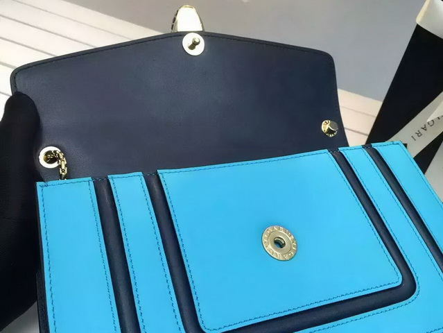 Bvlgari Flap Cover Bag Serpenti Forever in Baby Blue Calf Leather for Sale