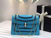 Bvlgari Flap Cover Bag Serpenti Forever in Baby Blue Calf Leather for Sale