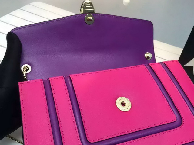 Bvlgari Flap Cover Bag Serpenti Forever in Pink Rubellite Calf Leather with Brass Light Gold Plated Serpenti Head Closure for Sale