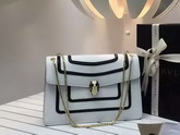 Bvlgari Flap Cover Bag Serpenti Forever in White Calf Leather with Brass for Sale