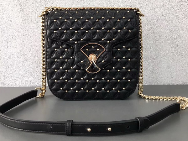 Bvlgari Flap Cover Divas Dream in Black Nappa Leather Featuring a Quilted Motif Medium Model For Sale