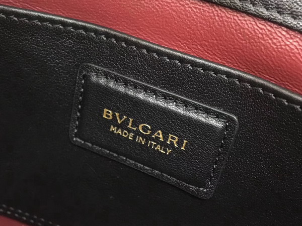 Bvlgari Flap Cover Divas Dream in Black Smooth Calf Leather and Shiny Grain Calf Leather Small Model For Sale
