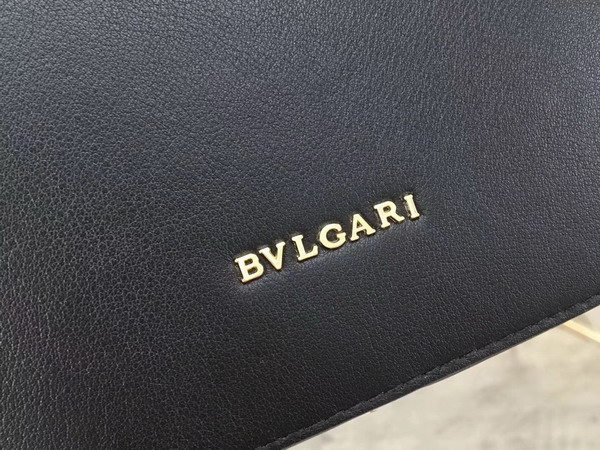 Bvlgari Flap Cover Divas Dream in Black Smooth Calf Leather and Shiny Grain Calf Leather Small Model For Sale