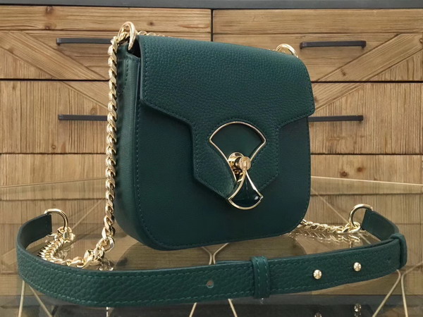 Bvlgari Flap Cover Divas Dream in Forest Emerald Smooth Calf Leather and Shiny Grain Calf Leather Small Model For Sale
