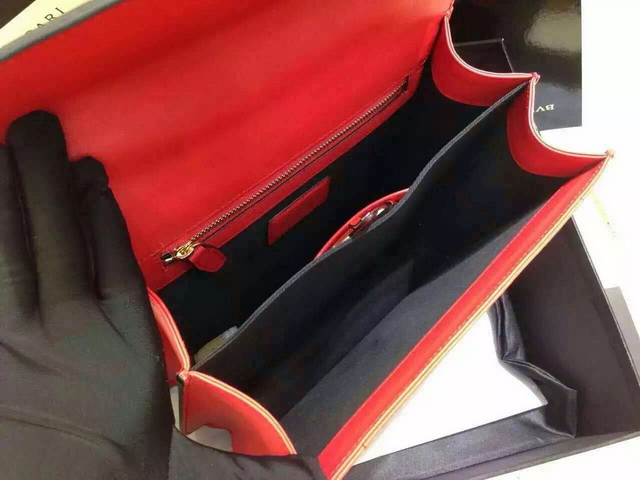 Bvlgari Handle Flap Cover Bag Red Calf Leather for Sale