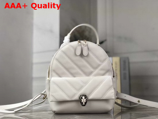 Bvlgari Serpenti Cabochon Backpack in White Calf Leather Replica