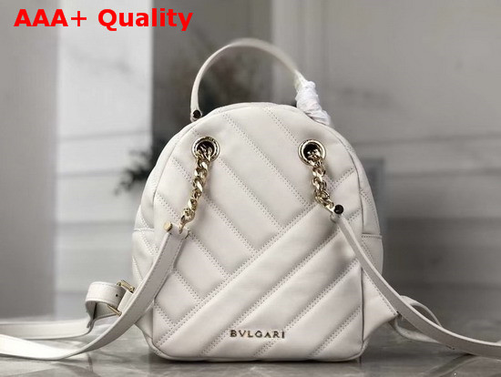 Bvlgari Serpenti Cabochon Backpack in White Calf Leather Replica