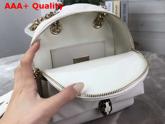 Bvlgari Serpenti Cabochon Backpack in White Calf Leather Replica