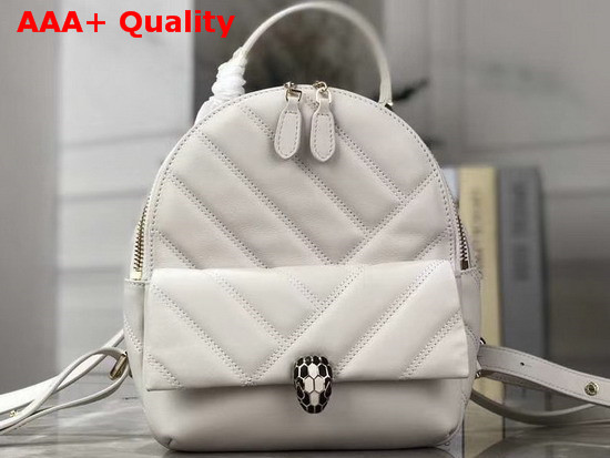 Bvlgari Serpenti Cabochon Backpack in White Calf Leather Replica