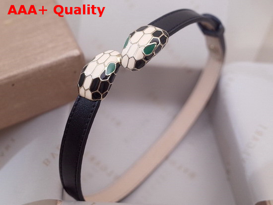 Bvlgari Serpenti Forever Bracelet Black Leather Replica