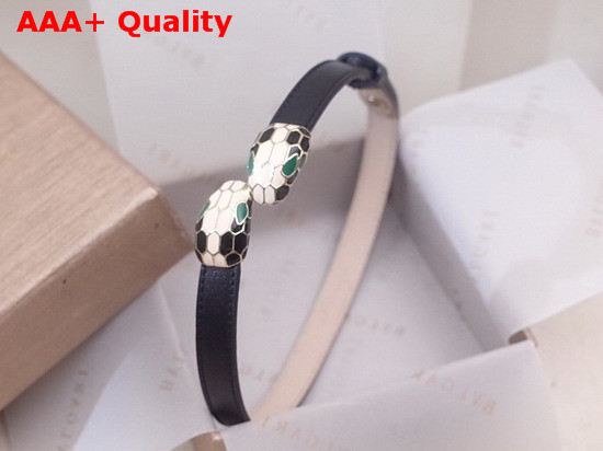 Bvlgari Serpenti Forever Bracelet Black Leather Replica