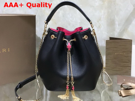 Bvlgari Serpenti Forever Bucket Bag in Smooth Black Calf Leather Replica