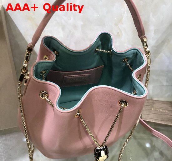 Bvlgari Serpenti Forever Bucket Bag in Smooth Crystal Rose Calf Leather Replica
