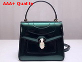 Bvlgari Serpenti Forever Cross Body Bag in Brushed Metallic Arctic Jade Calf Leather Replica