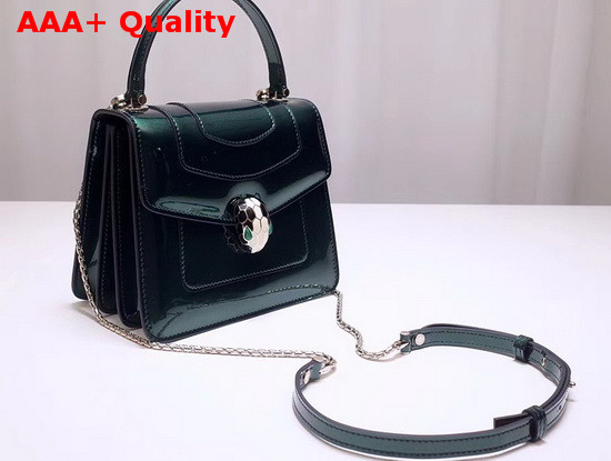Bvlgari Serpenti Forever Cross Body Bag in Brushed Metallic Arctic Jade Calf Leather Replica