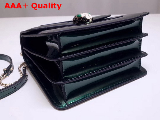 Bvlgari Serpenti Forever Cross Body Bag in Brushed Metallic Arctic Jade Calf Leather Replica