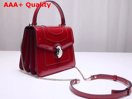 Bvlgari Serpenti Forever Cross Body Bag in Red Metallic Calf Leather Replica