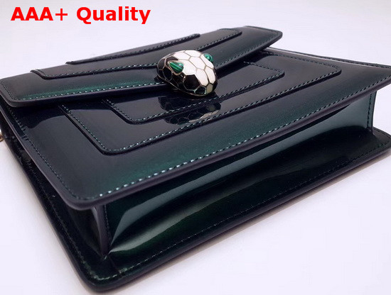 Bvlgari Serpenti Forever Crossbody Flap Cover Bag in Green Metalllic Calf Leather Replica