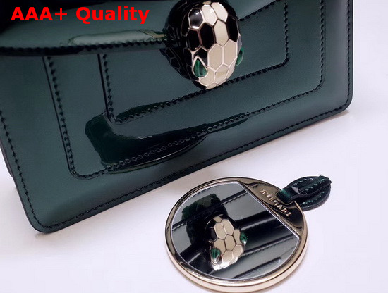 Bvlgari Serpenti Forever Crossbody Flap Cover Bag in Green Metalllic Calf Leather Replica