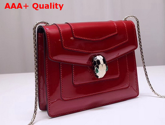 Bvlgari Serpenti Forever Crossbody Flap Cover Bag in Red Metalllic Calf Leather Replica