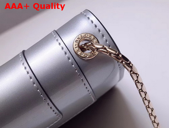 Bvlgari Serpenti Forever Crossbody Flap Cover Bag in Shiny Silver Brushed Metalllic Calf Leather Replica