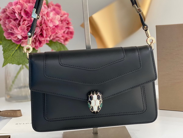 Bvlgari Serpenti Forever East West Shoulder Bag in Black Calf Leather Replica