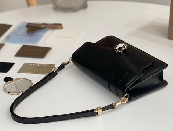 Bvlgari Serpenti Forever East West Shoulder Bag in Black Calf Leather Replica