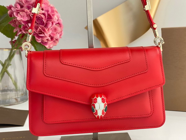 Bvlgari Serpenti Forever East West Shoulder Bag in Red Calf Leather Replica
