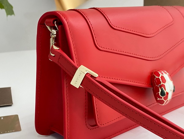 Bvlgari Serpenti Forever East West Shoulder Bag in Red Calf Leather Replica