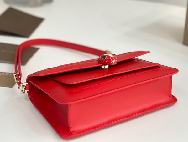 Bvlgari Serpenti Forever East West Shoulder Bag in Red Calf Leather Replica