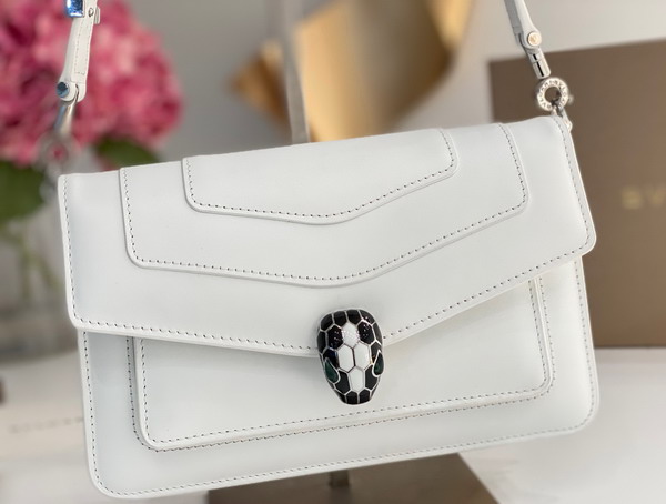 Bvlgari Serpenti Forever East West Shoulder Bag in White Calf Leather Replica