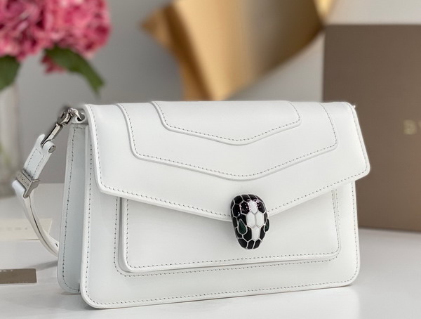 Bvlgari Serpenti Forever East West Shoulder Bag in White Calf Leather Replica