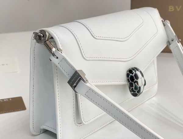 Bvlgari Serpenti Forever East West Shoulder Bag in White Calf Leather Replica