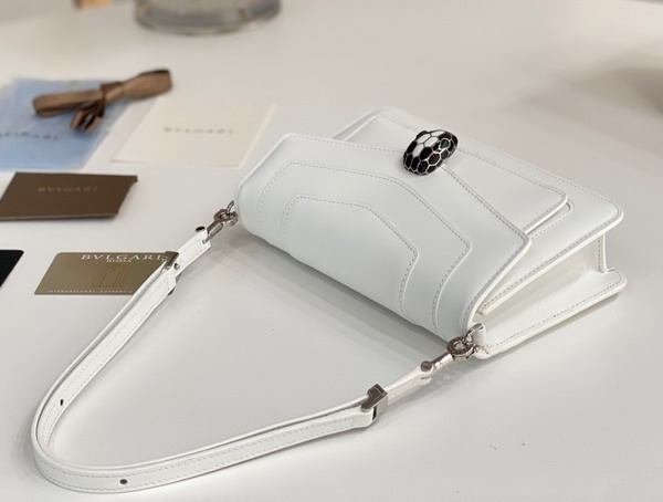Bvlgari Serpenti Forever East West Shoulder Bag in White Calf Leather Replica