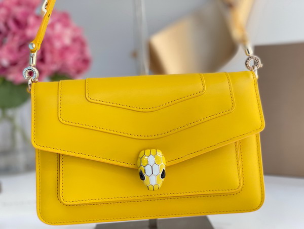 Bvlgari Serpenti Forever East West Shoulder Bag in Yellow Calf Leather Replica