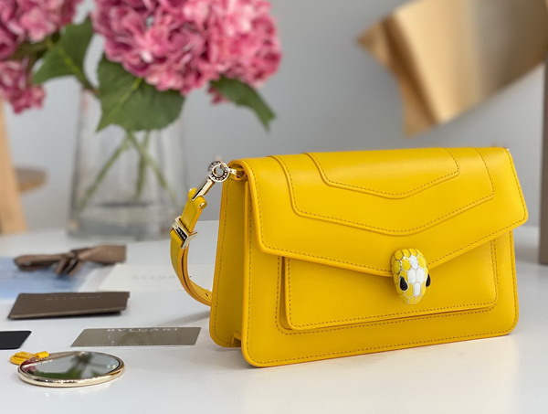 Bvlgari Serpenti Forever East West Shoulder Bag in Yellow Calf Leather Replica